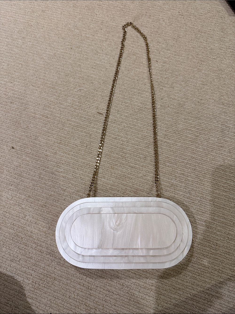 Zara White Oval Chain-Handle Crossbody